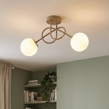 Brilagi - Plafonnier en applique 2xE27/60W/230V beige/doré