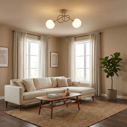 Brilagi - Plafonnier en applique 2xE27/60W/230V beige/doré