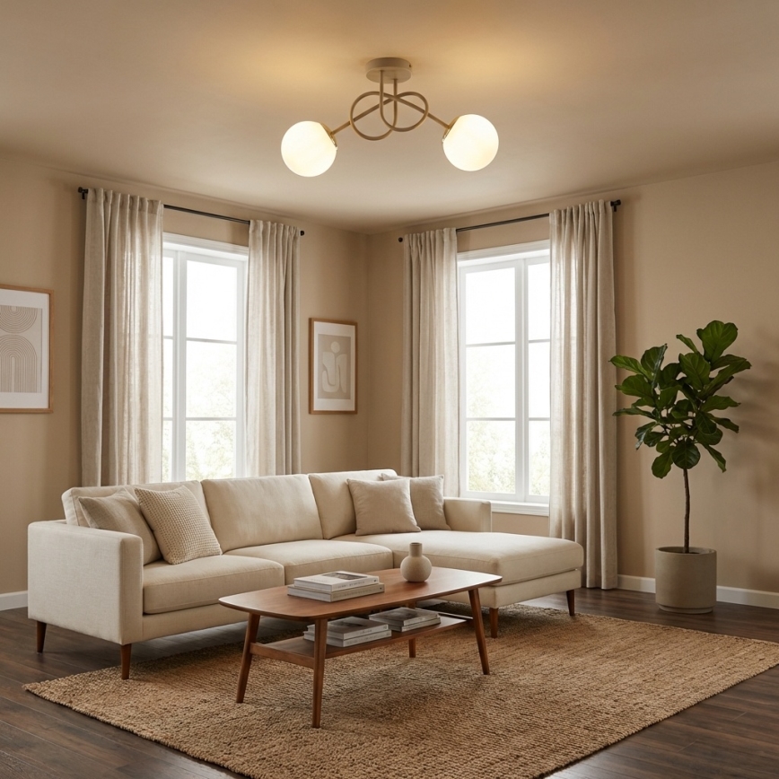 Brilagi - Plafonnier en applique 2xE27/60W/230V beige/doré