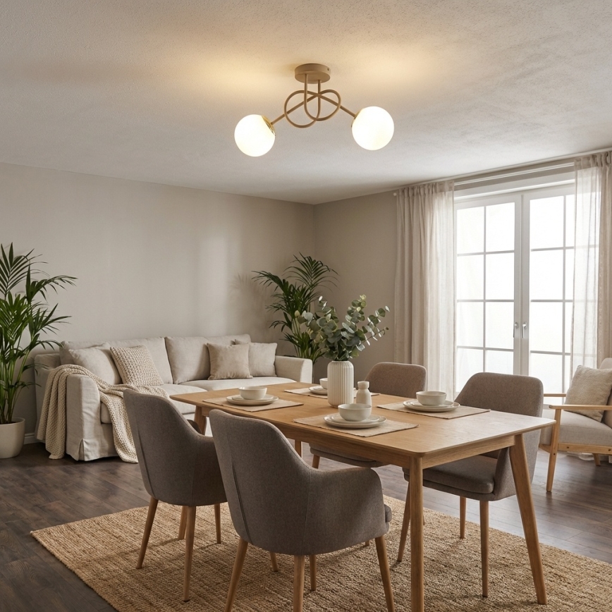 Brilagi - Plafonnier en applique 2xE27/60W/230V beige/doré