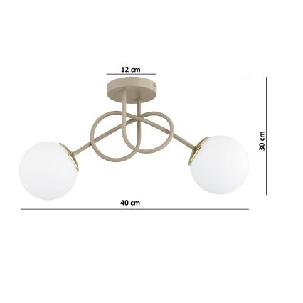 Brilagi - Plafonnier en applique 2xE27/60W/230V beige/doré
