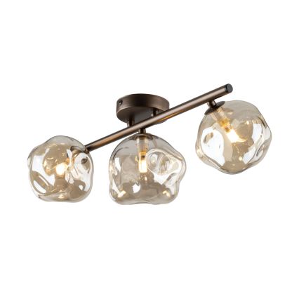 Brilagi - Plafonnier en applique VULCANO 3xG9/8W/230V marron/beige fumé