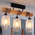 Brilagi - Plafonnier en saillie WOOD GLASS 3xE27/60W/230V pin/noir/blanc