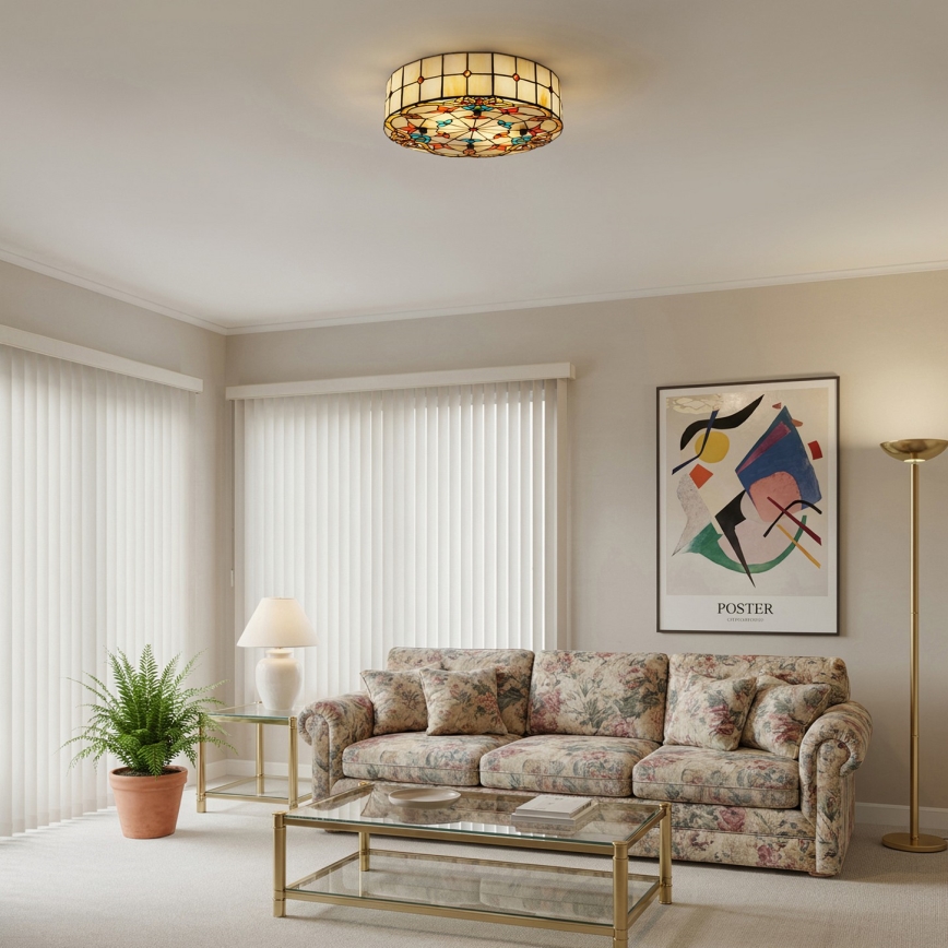 Brilagi - Plafonnier en vitrail de style Tiffany MIRABELLA 3xE27/60W/230V Ø 40 cm
