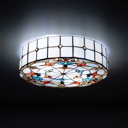 Brilagi - Plafonnier en vitrail de style Tiffany MIRABELLA 3xE27/60W/230V Ø 40 cm