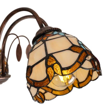 Brilagi - Plafonnier en vitrail de style Tiffany MIRABELLA, à montage affleurant, 5 × E27 / 60 W / 230 V, Ø 60 cm