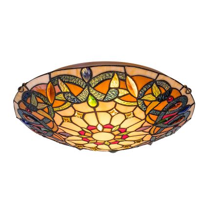 Brilagi - Plafonnier en vitrail style Tiffany LUISA 2xE27/60W/230V Ø 40 cm