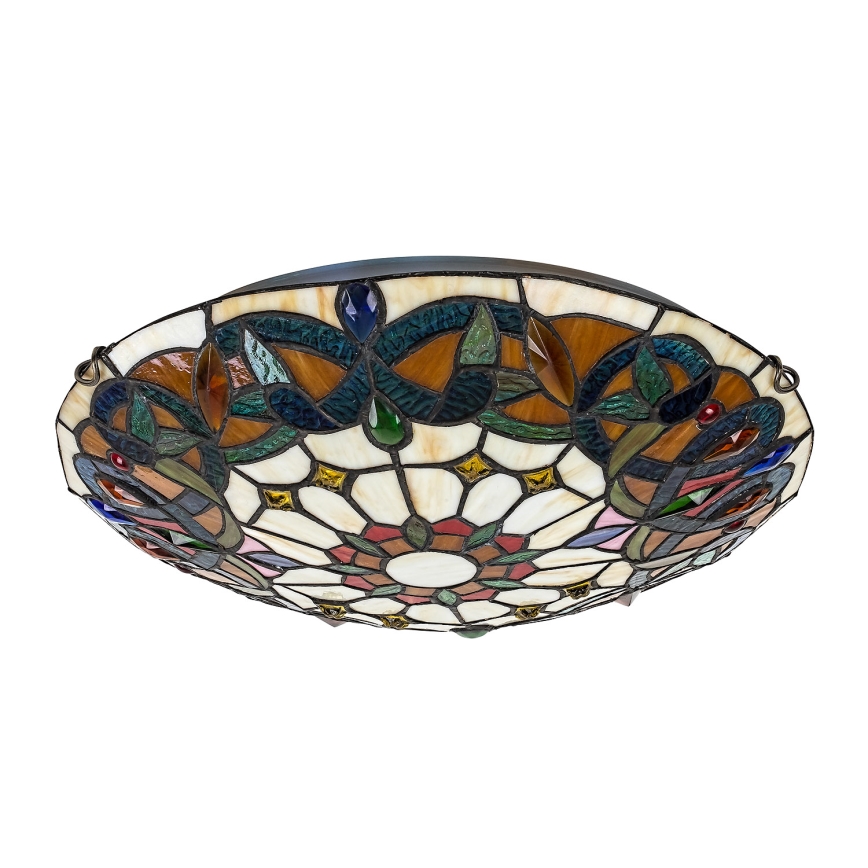 Brilagi - Plafonnier en vitrail style Tiffany LUISA 2xE27/60W/230V Ø 40 cm