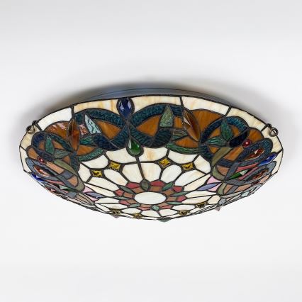 Brilagi - Plafonnier en vitrail style Tiffany LUISA 2xE27/60W/230V Ø 40 cm