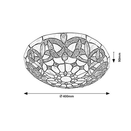 Brilagi - Plafonnier en vitrail style Tiffany LUISA 2xE27/60W/230V Ø 40 cm