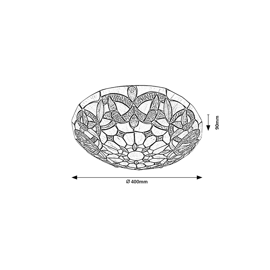 Brilagi - Plafonnier en vitrail style Tiffany LUISA 2xE27/60W/230V Ø 40 cm