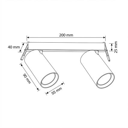 Brilagi - Plafonnier encastré SELE 2xGU10/30W/230V noir