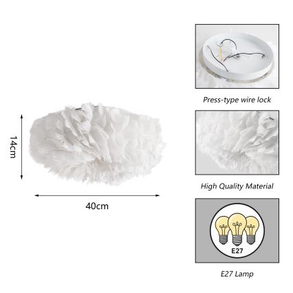 Brilagi - Plafonnier FEATHER 3xE27/40W/230V Ø 40 cm blanc