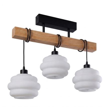 Brilagi - Plafonnier fixé en surface WOOD GLASS 3xE27/60W/230V pin/noir/blanc