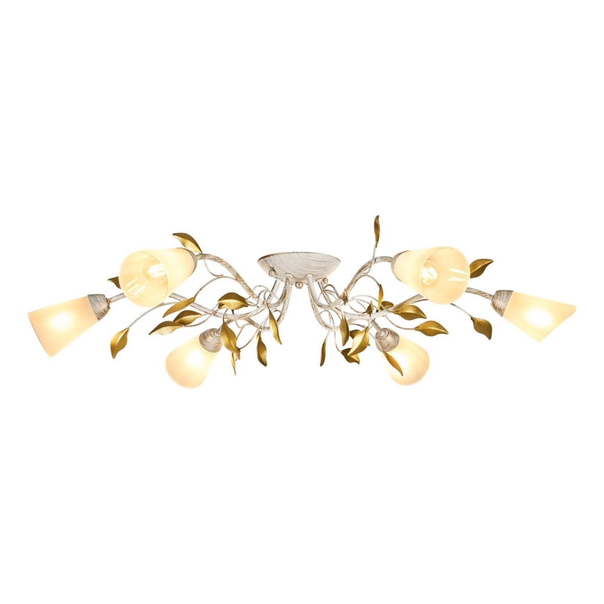 Brilagi - Plafonnier FLORA 6xE14/60W/230V doré/crème/patine