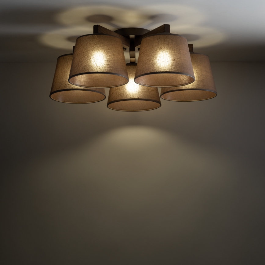 Brilagi - Plafonnier LATTE 5xE27/60W/230V pin/marron