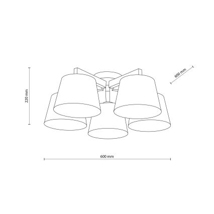 Brilagi - Plafonnier LATTE 5xE27/60W/230V pin/marron