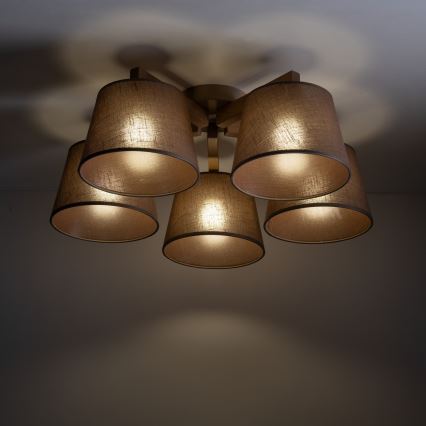 Brilagi - Plafonnier LATTE SABIA 5xE27/15W/230V pin/marron