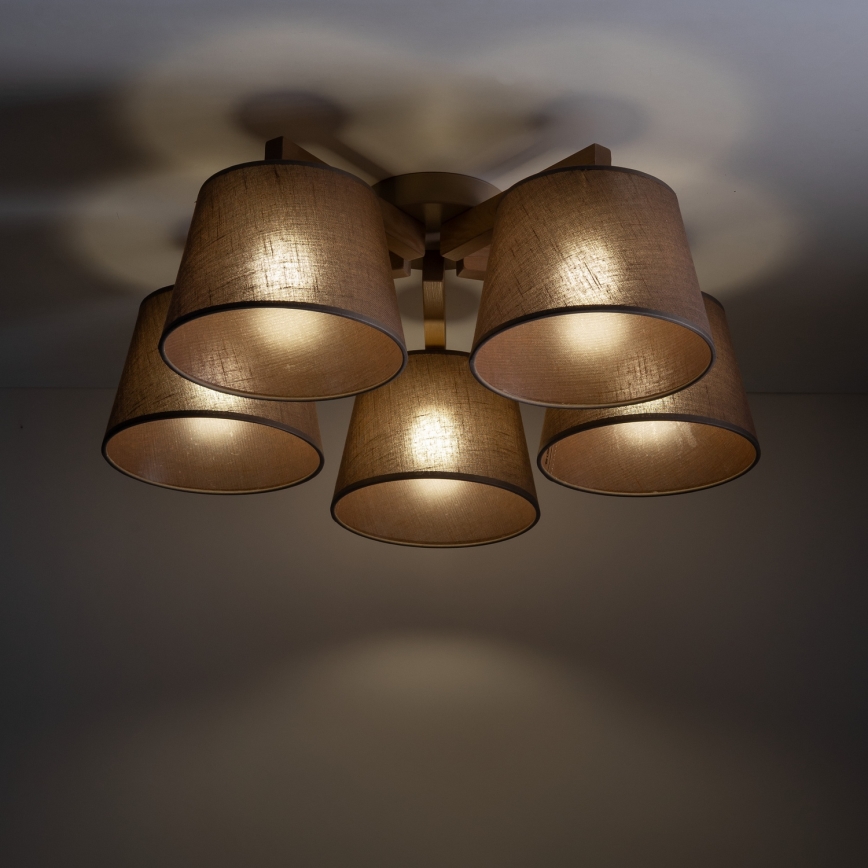 Brilagi - Plafonnier LATTE SABIA 5xE27/15W/230V pin/marron