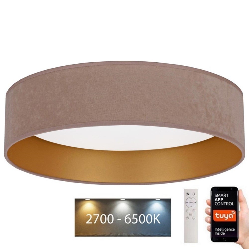 Brilagi - Plafonnier LED à intensité variable VELVET SMART LED/36W/230V d. 55 cm 2700-6500K Wi-Fi Tuya beige/doré + télécommande