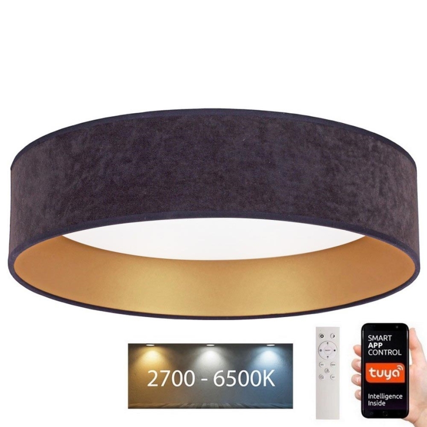 Brilagi - Plafonnier LED à intensité variable VELVET SMART LED/36W/230V d. 55 cm 2700-6500K Wi-Fi Tuya gris/doré + télécommande