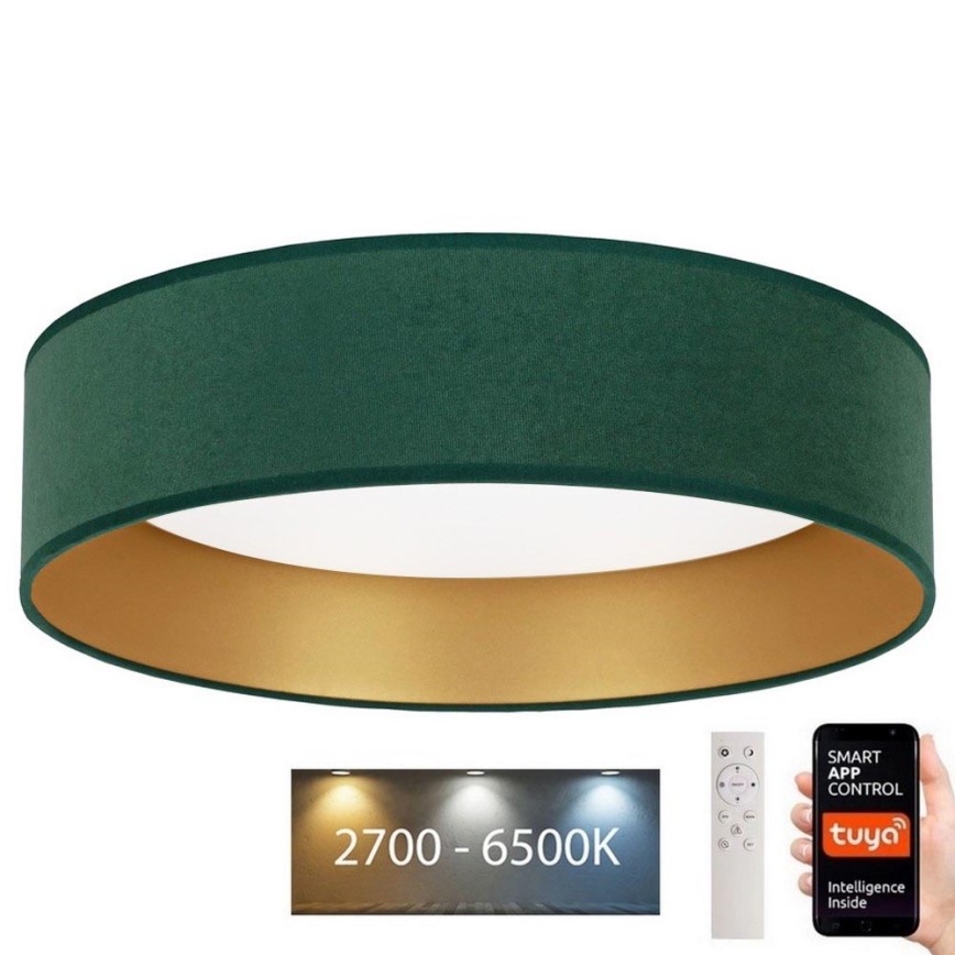 Brilagi - Plafonnier LED à intensité variable VELVET SMART LED/36W/230V d. 55 cm 2700-6500K Wi-Fi Tuya vert/doré + télécommande