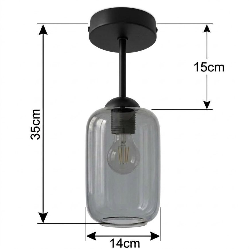 BRILAGI - LED Plafonnier RETRO GLASS 1xE27/60W/230V Ø 14 cm noir/gris fumé
