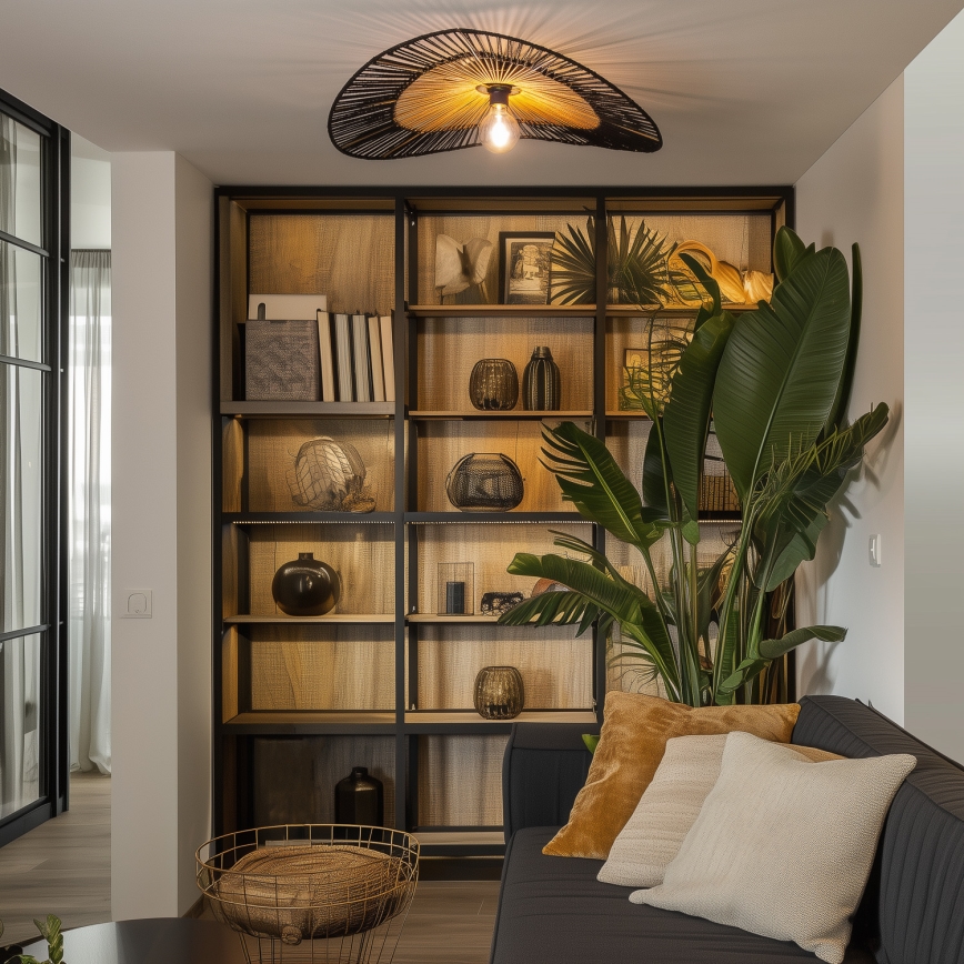 Brilagi - Plafonnier LED à montage en surface CERIA BOHO 1xE27/40W/230V Ø 80 cm noir/marron