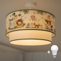Brilagi - Plafonnier LED à montage en surface pour enfant BOBO 1xE27/10W/230V Ø 40 cm crème/vert/jungle