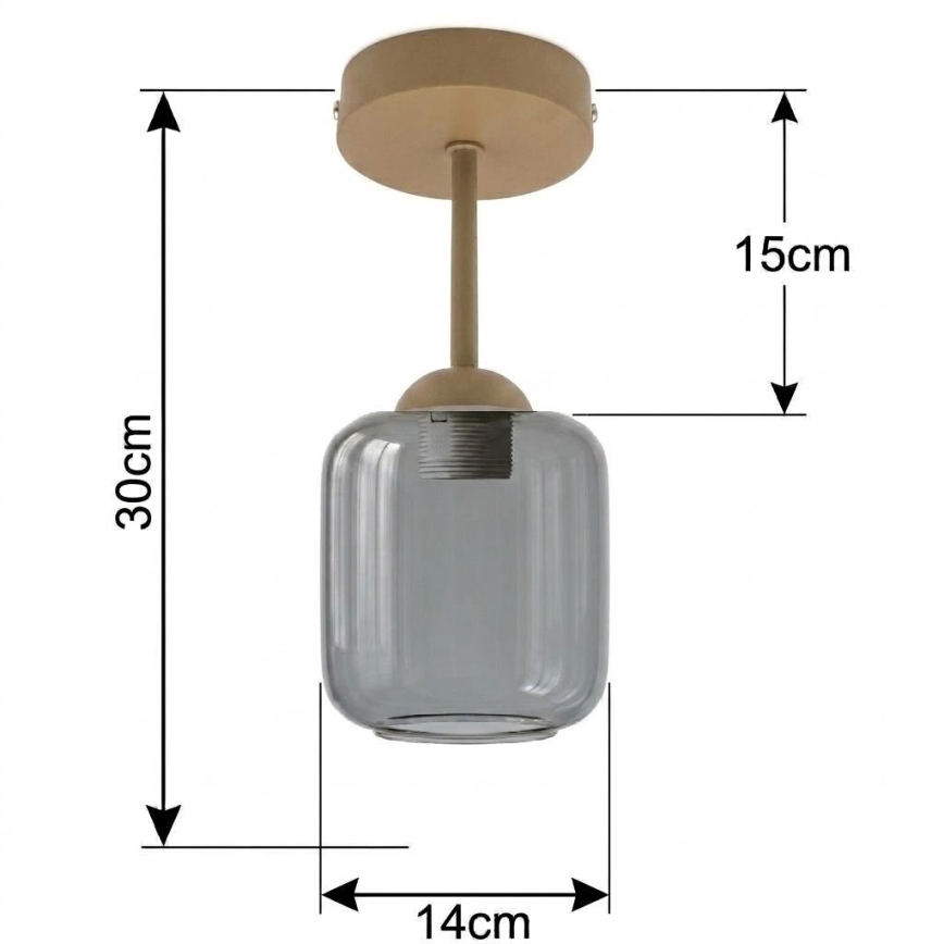 BRILAGI - Plafonnier LED RETRO GLASS 1xE27/60W/230V Ø 14 cm beige/gris fumé