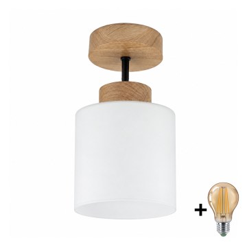 BRILAGI - Plafonnier LED à montage en surface RETRO GLASS 1xE27/60W/230V Ø 10 cm chêne/blanc
