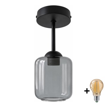 BRILAGI - Plafonnier LED à montage en surface RETRO GLASS 1xE27/60W/230V Ø 14 cm noir/gris fumé