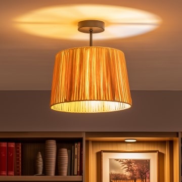 Brilagi - Plafonnier LED affleurant CERIA BOHO 1xE27/60W/230V Ø 30 cm noir/raffia