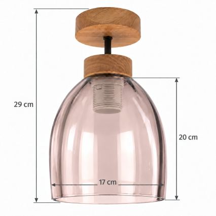 BRILAGI - Plafonnier LED RETRO GLASS 1xE27/60W/230V Ø 17 cm chêne/beige fumé