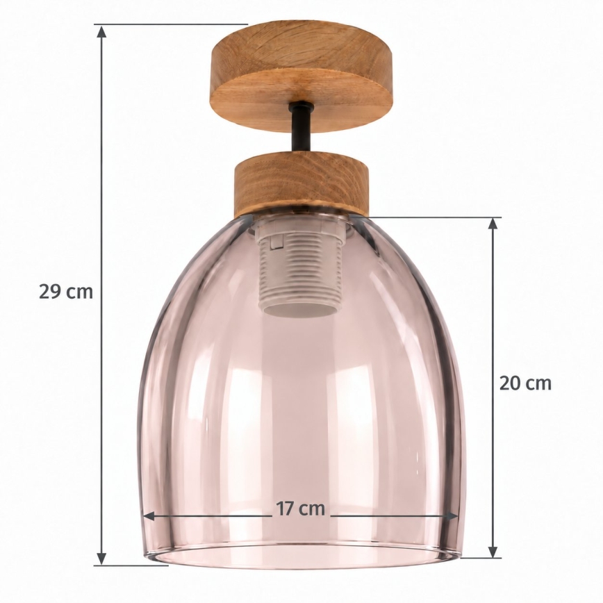 BRILAGI - Plafonnier LED RETRO GLASS 1xE27/60W/230V Ø 17 cm chêne/beige fumé