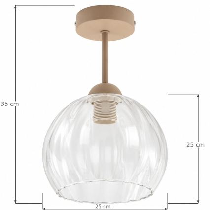 BRILAGI - Plafonnier LED affleurant RETRO GLASS 1xE27/60W/230V Ø 25 cm beige/transparent