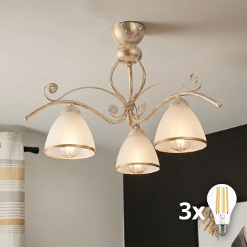Brilagi - Plafonnier LED ANTICO à montage en surface 3xE27/60W/230V 3000K, patine blanche