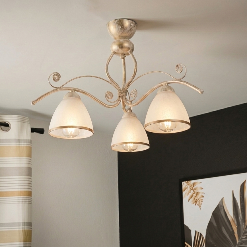 Brilagi - Plafonnier LED ANTICO à montage en surface 3xE27/60W/230V 3000K, patine blanche