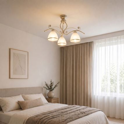 Brilagi - Plafonnier LED ANTICO à montage en surface 3xE27/60W/230V 3000K, patine blanche