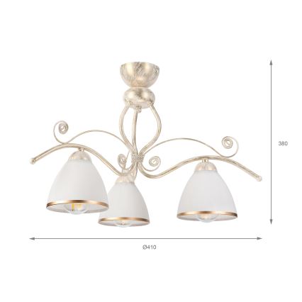 Brilagi - Plafonnier LED ANTICO à montage en surface 3xE27/60W/230V 3000K, patine blanche