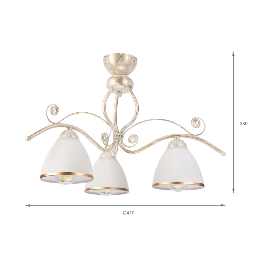 Brilagi - Plafonnier LED ANTICO à montage en surface 3xE27/60W/230V 3000K, patine blanche
