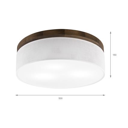 BRILAGI - Plafonnier LED BELLADONNA 3xE27/15W/230V Ø 50 cm blanc/chêne-noyer