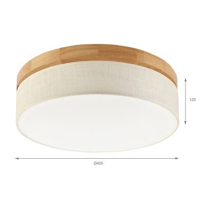 Brilagi - Plafonnier LED BELLADONNA LED/36W/230V diamètre 40 cm crème/chêne