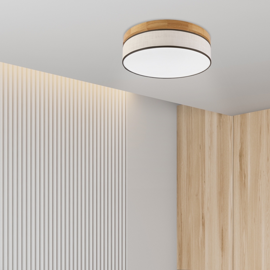 Brilagi - Plafonnier LED BELLADONNA LED/36W/230V diamètre 40 cm crème/chêne