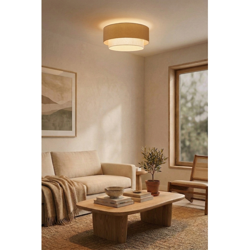 Brilagi - Plafonnier LED BOHO ECO 1xE27/10W/230V Ø 40 cm beige/crème