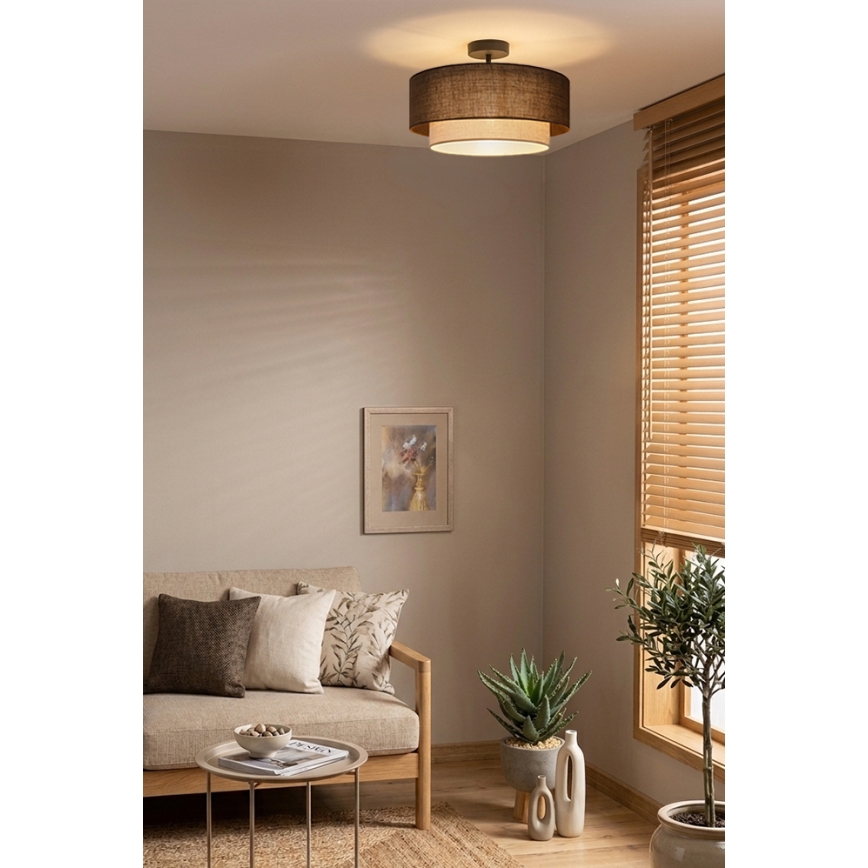 Brilagi - Plafonnier LED BOHO ECO 1xE27/10W/230V Ø 40 cm marron/crème