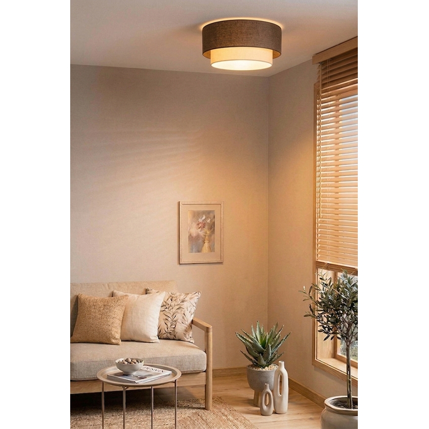 Brilagi - Plafonnier LED BOHO ECO 1xE27/10W/230V Ø 40 cm marron/crème