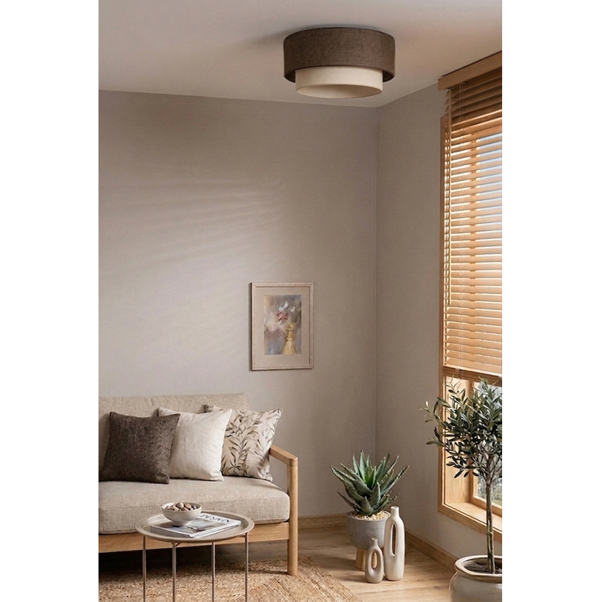 Brilagi - Plafonnier LED BOHO ECO 1xE27/10W/230V Ø 40 cm marron/crème