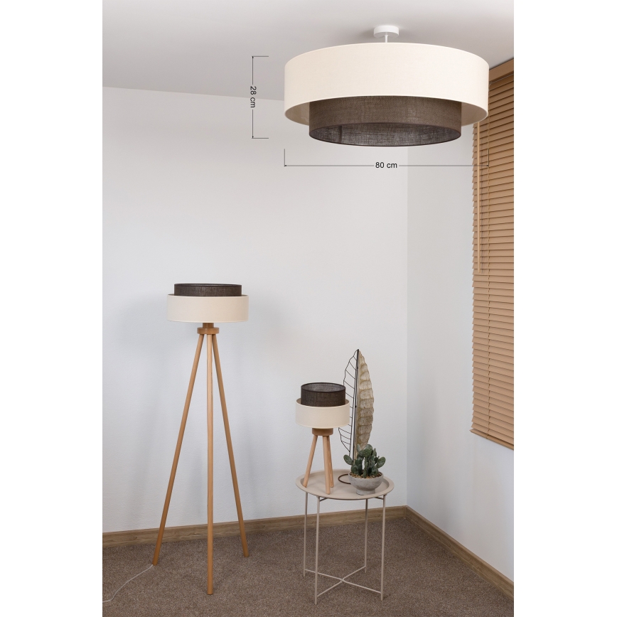 Brilagi - Plafonnier LED BOHO STYLE 3xE27/15W/230V Ø 80 cm crème/marron