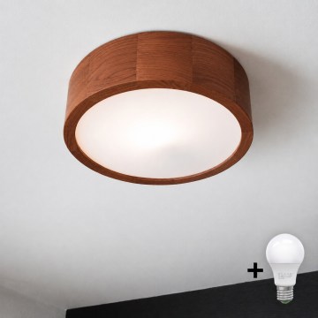 Brilagi - Plafonnier LED CARVALHO 1xE27/15W/230V chêne/cerisier Ø 27 cm